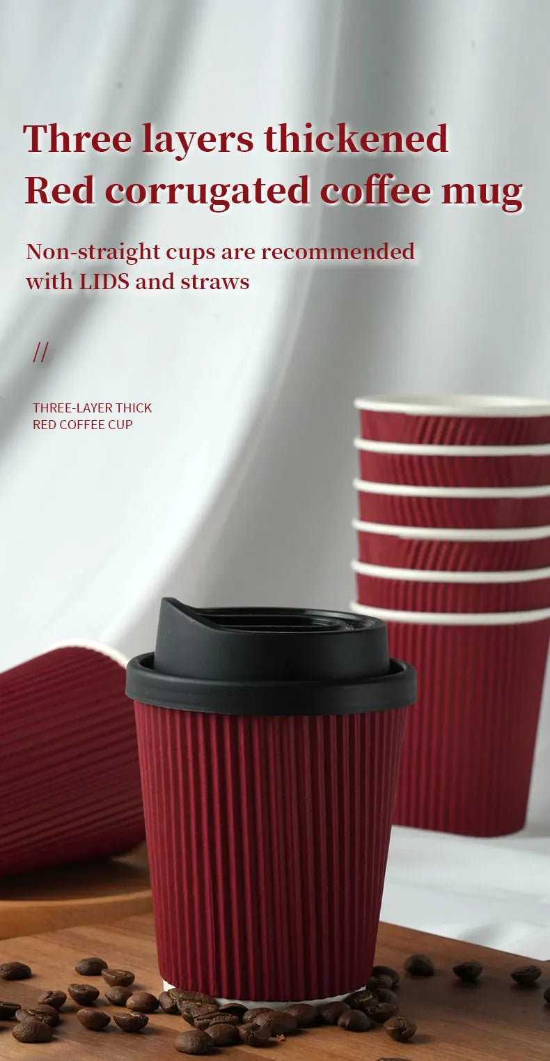 Double-Walled Insulated Corrugated Cardboard Coffee Cups Thickened Cups