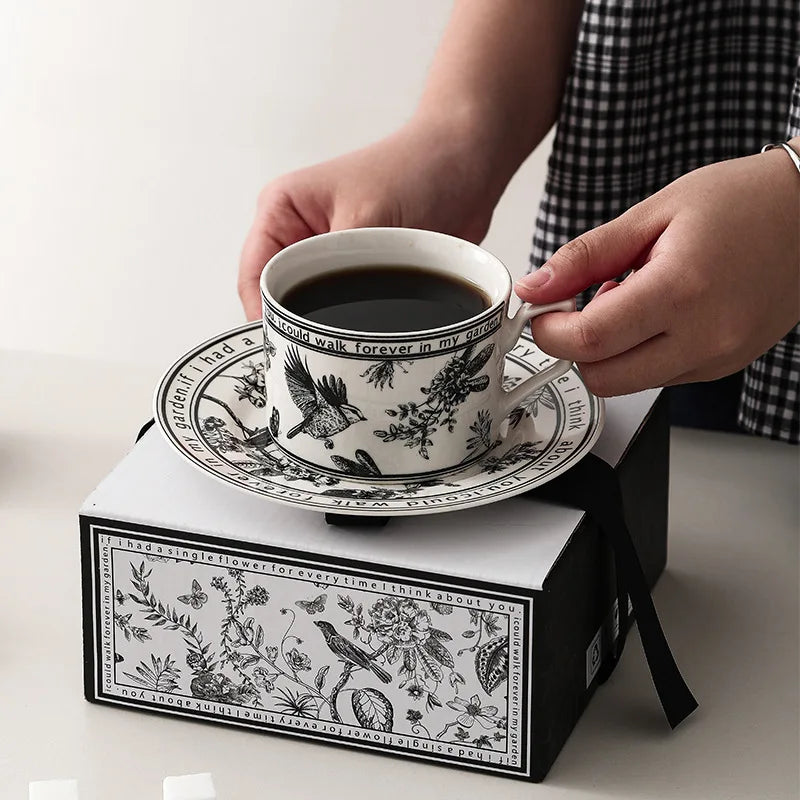 1 set Tea Cups and Saucers, Cappuccino Cups, Coffee Cups, White Tea Cup Set