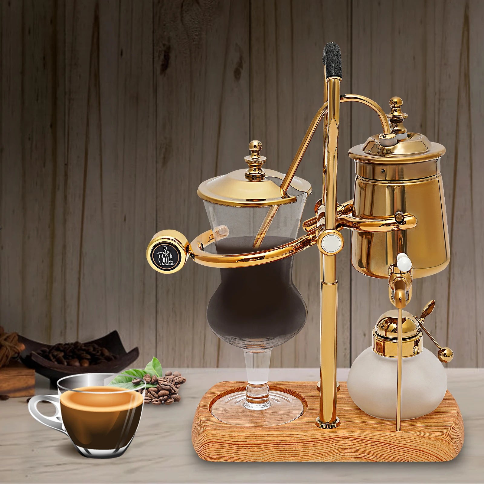 Golden Coffee Maker Siphon Pot Set with Integrated Filter Tea Coffee Brewer
