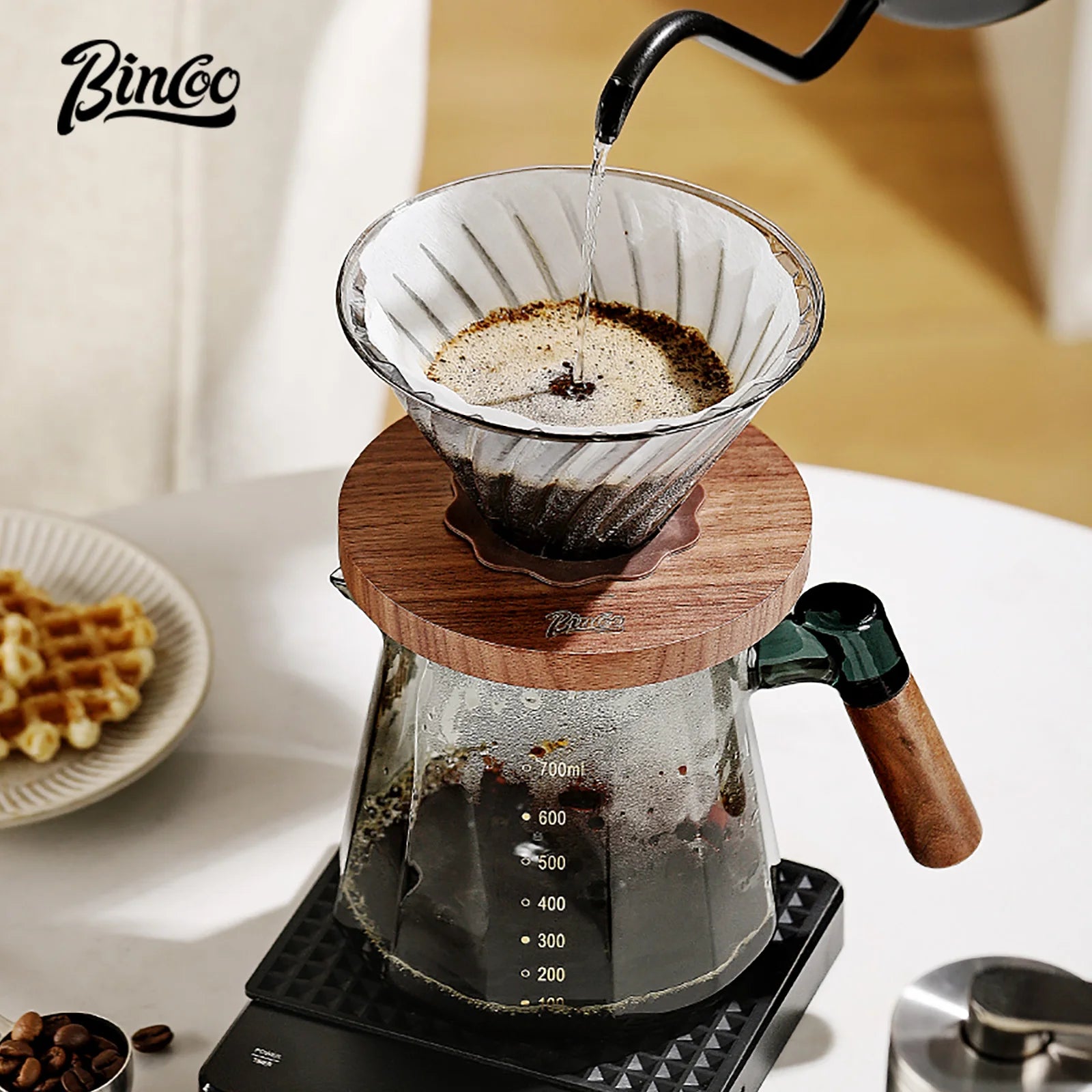 Bincoo Pour Over Coffee Maker Set 800ml Glass Carafe Coffee with Glass Coffee