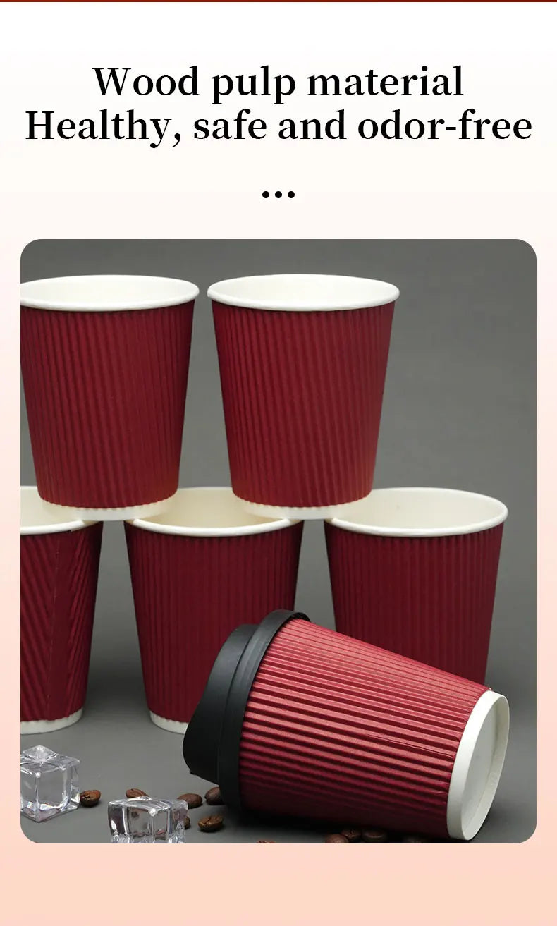 Double-Walled Insulated Corrugated Cardboard Coffee Cups Thickened Cups