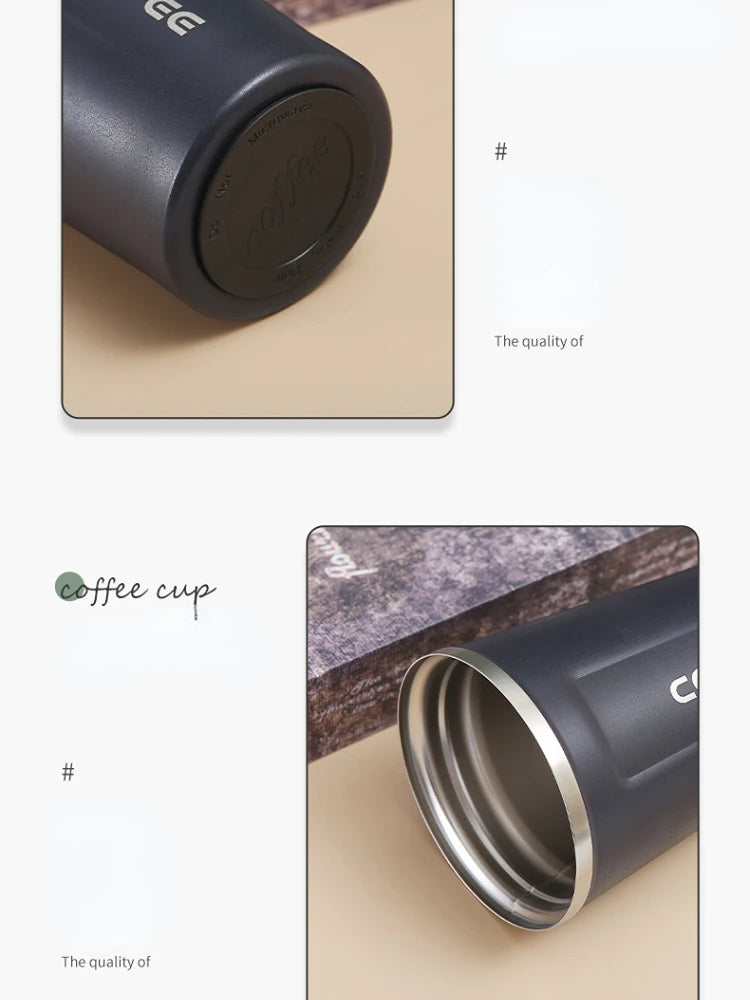 500ml Stainless Steel Coffee Cup Travel Thermal Mug Leak-Proof Thermos Bottle