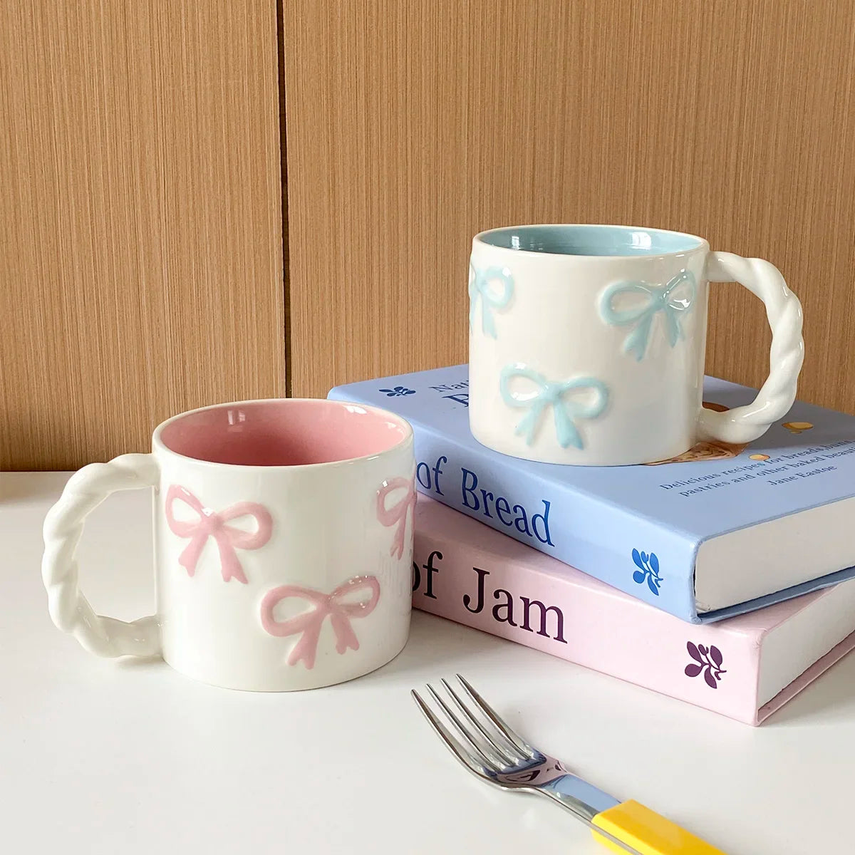 Pink Ceramic Mug with Bowknot, Suitable for Home Decor Drinkware, Drinking Cup