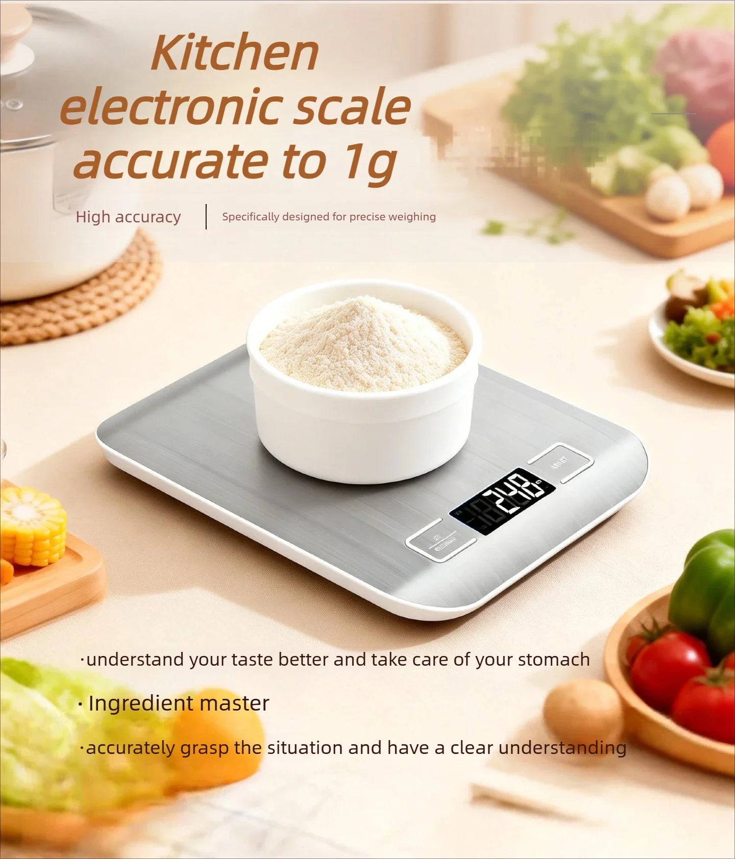 Electronic Digital Kitchen Scale 10kg LCD Display for Food Coffee