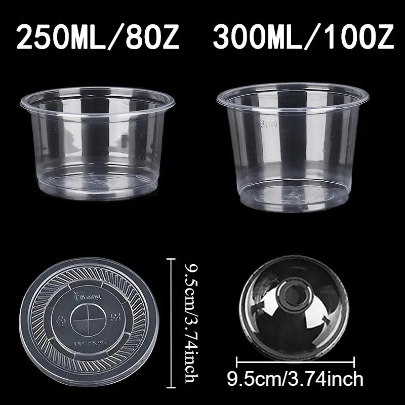 50PCS Disposable Plastic Cups Transparent Dessert Cups Bowls  Container