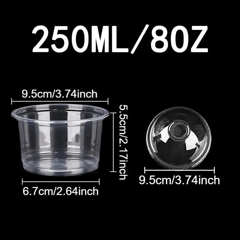 50PCS Disposable Plastic Cups Transparent Dessert Cups Bowls  Container