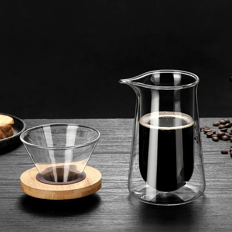 Double Wall Glass Coffee Server, 450ml High Borosilicate Pour Over Coffee Carafe