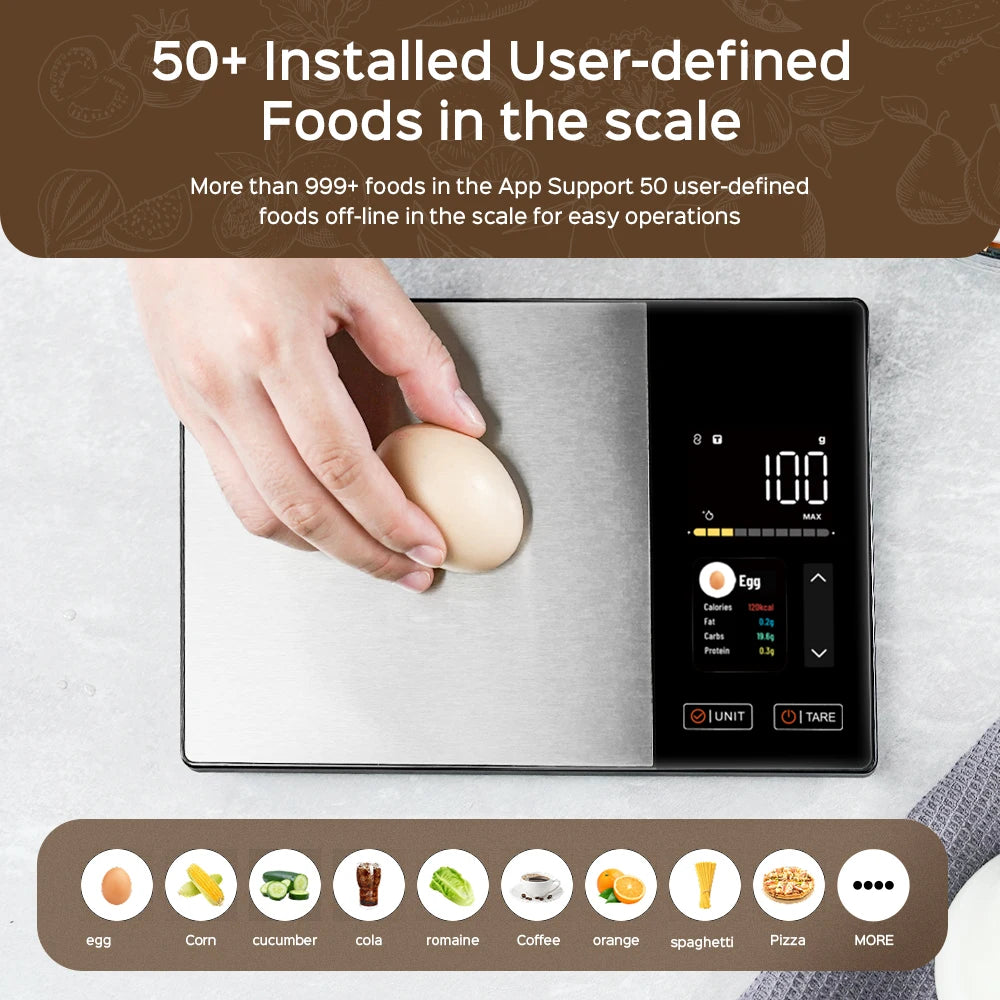 Smart Kitchen Scale Stainless Steel Food Calorie Protein Fat Healthy Cooking