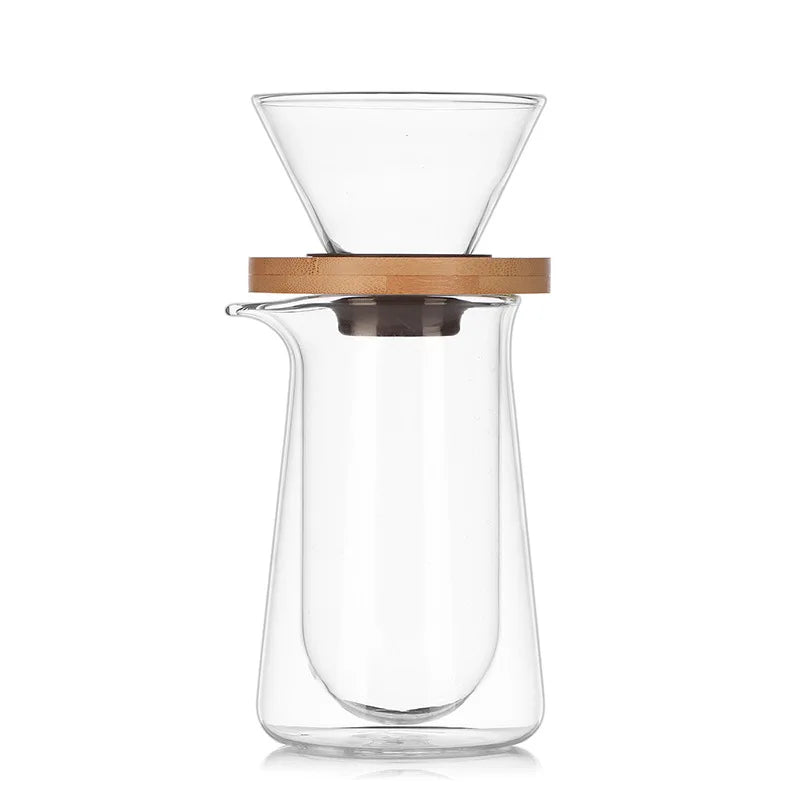 Double Wall Glass Coffee Server, 450ml High Borosilicate Pour Over Coffee Carafe