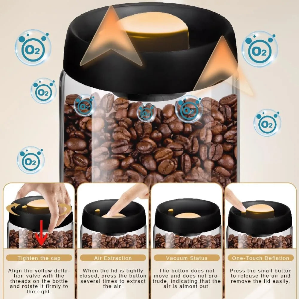 Coffee Container Glass Coffee Bean Storage Container with Lids for Spices