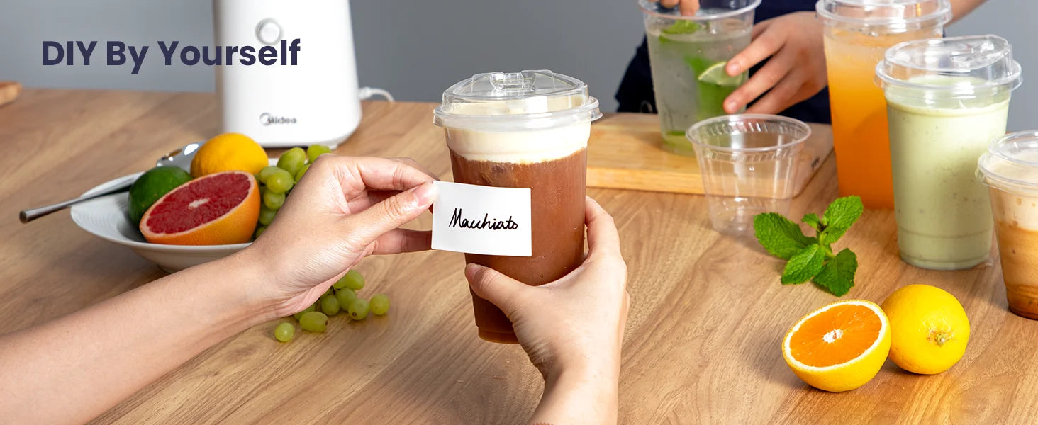 Clear Plastic Cup with Lids 50 Set Disposable Cups for Iced Coffee
