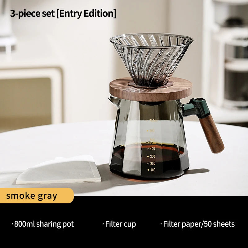 Bincoo Pour Over Coffee Maker Set 800ml Glass Carafe Coffee with Glass Coffee
