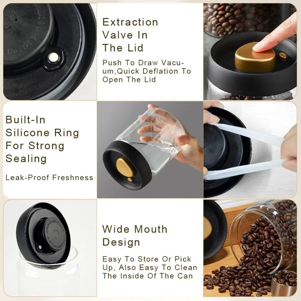 Coffee Container Glass Coffee Bean Storage Container with Lids for Spices