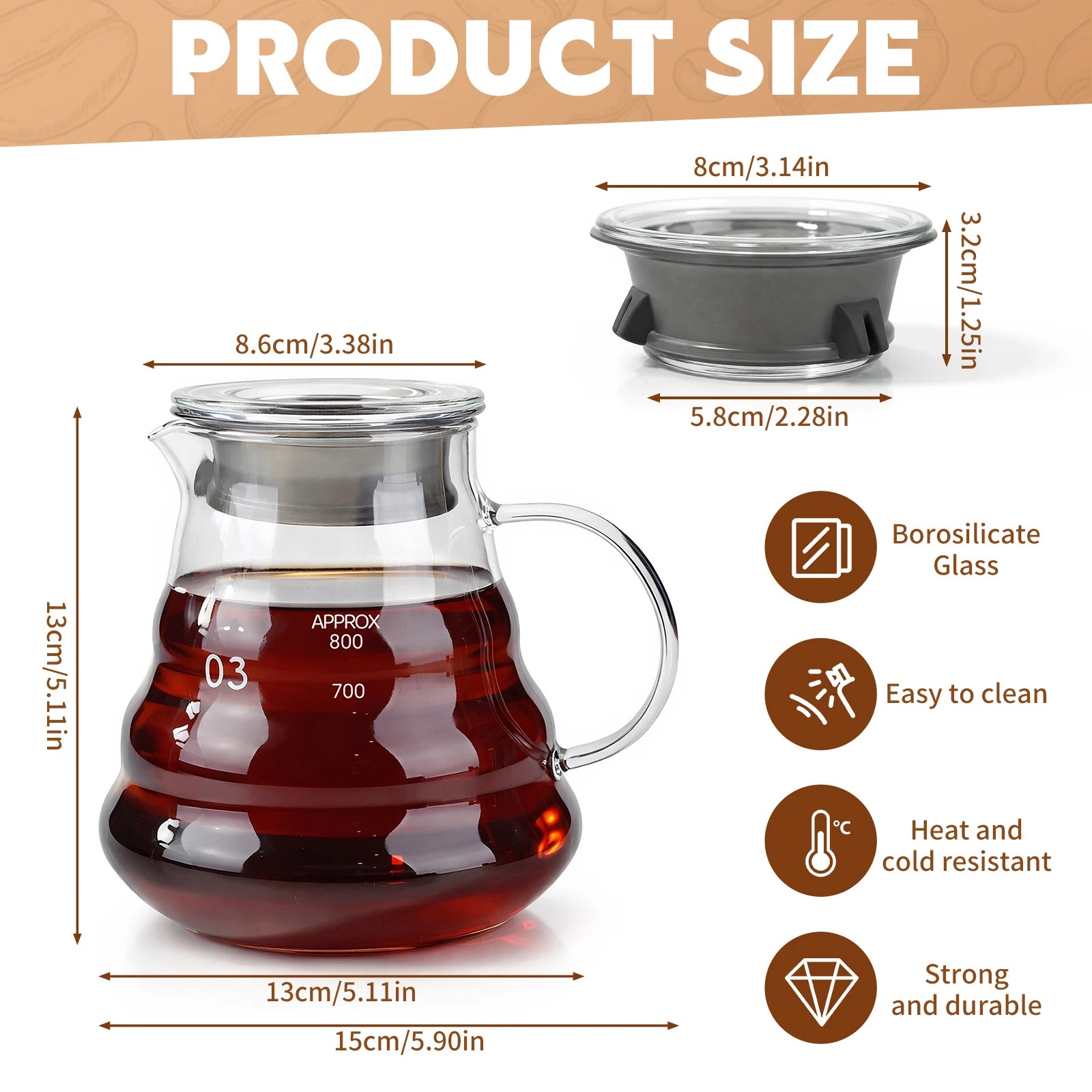 Hand-made Glass Coffee Pot Set with Lids Cloud Shaped Coffee Maker Filter Server