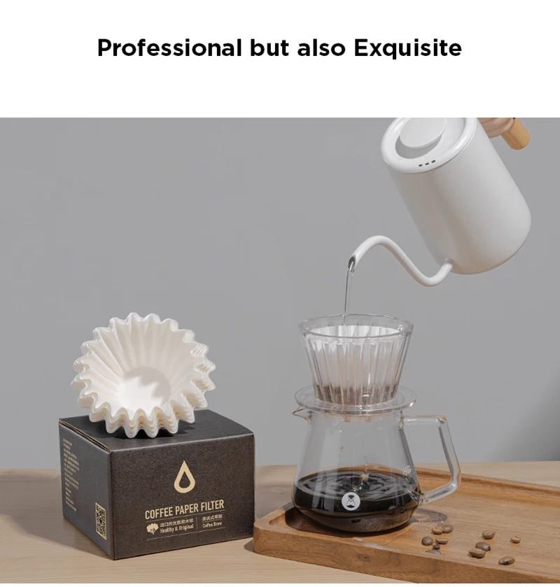 TIMEMORE 1-2Cups Basket Coffee Paper Filter Pour Over Filter Papers 50 Sheets