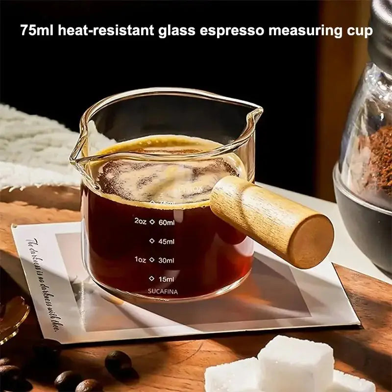 75ml Heat-resisting Glass Espresso Measuring Cup Double Mouth Glass Milk