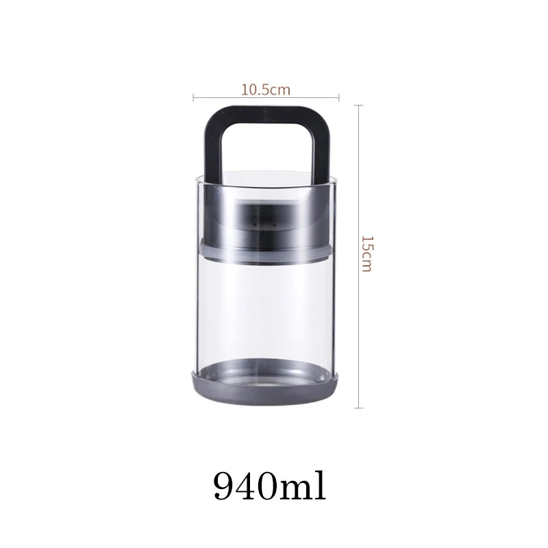Coffee Beans Storage Vacuum Jar Kitchen Food Clear Glass Container Tea Cans