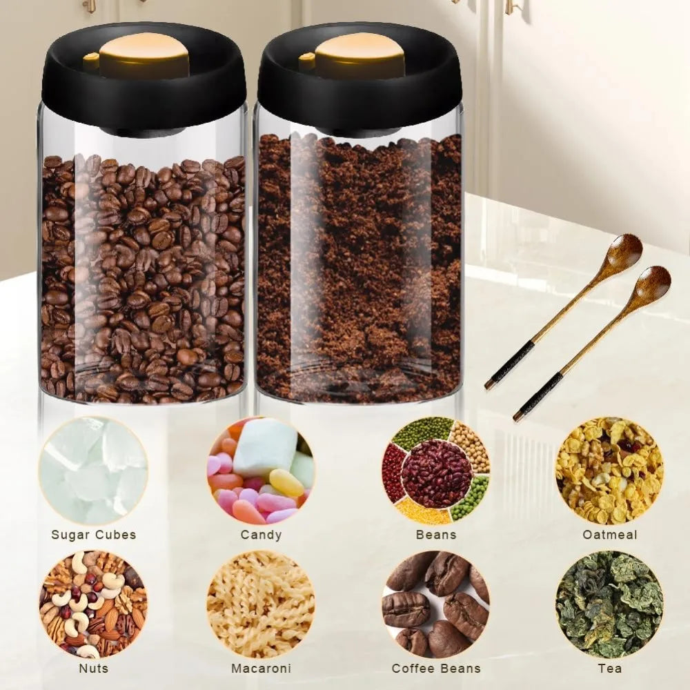 Coffee Container Glass Coffee Bean Storage Container with Lids for Spices