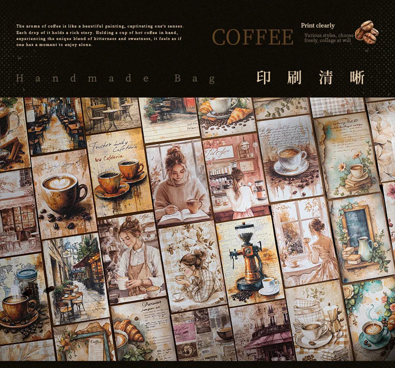 Vintage Journal 45 Sheets/pack Coffee Journal Material Pack Large Quantity Pack