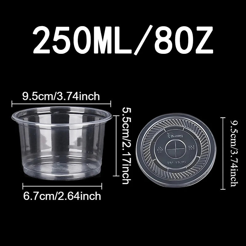 50PCS Disposable Plastic Cups Transparent Dessert Cups Bowls  Container