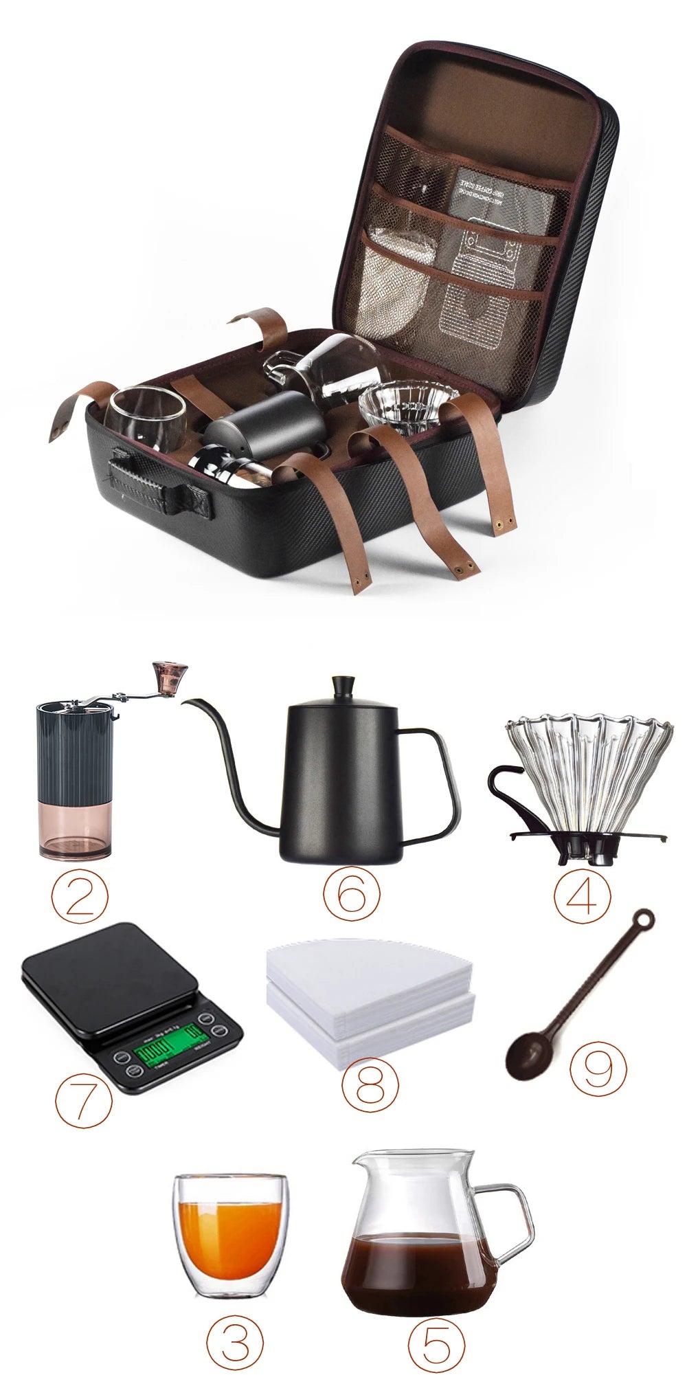 Luxury Coffee Gift Box Set Grinder Hand Pot Glass Drip Filter Household Coffee