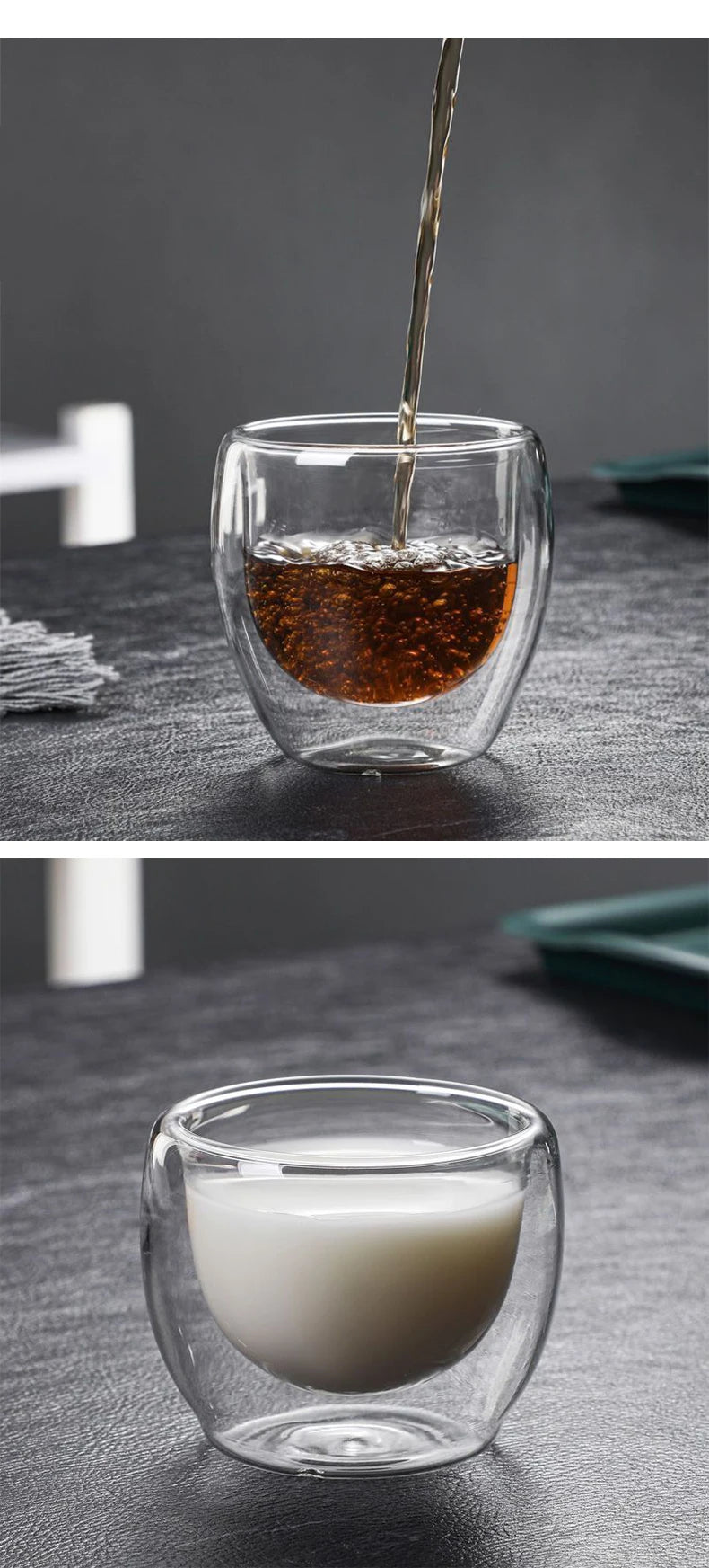 Double Walled Glass Coffee Mugs Insulated Layer Coffee Cups