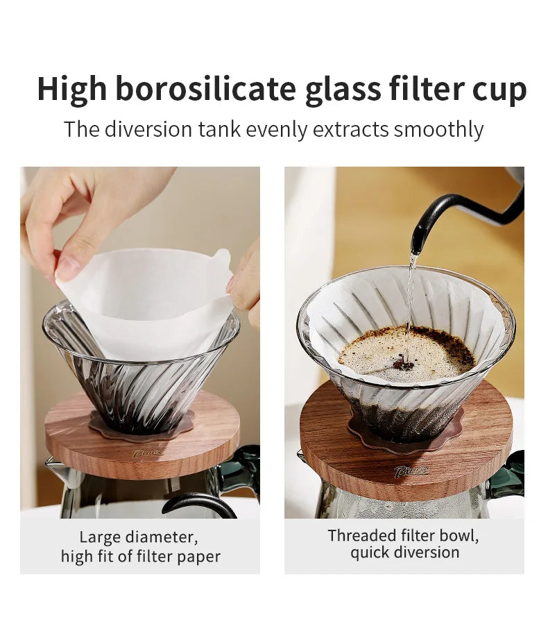 Bincoo Pour Over Coffee Maker Set 800ml Glass Carafe Coffee with Glass Coffee