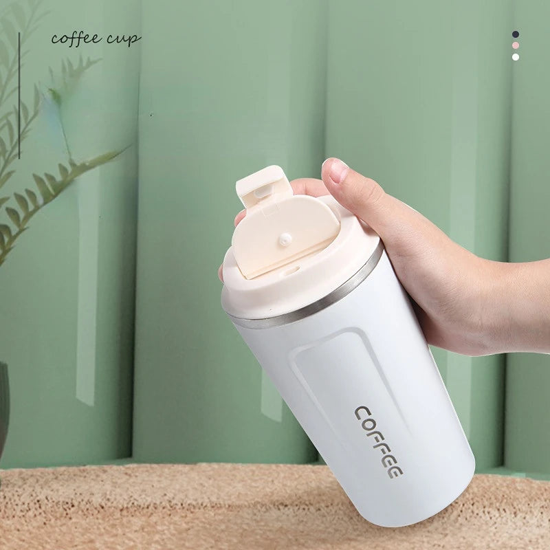 500ml Stainless Steel Coffee Cup Travel Thermal Mug Leak-Proof Thermos Bottle