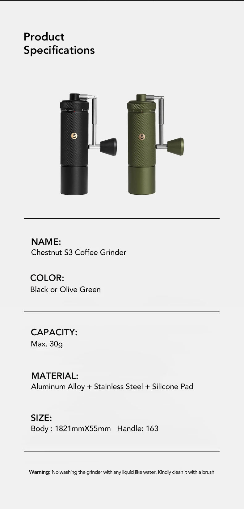 Manual Coffee Grinder Foldable Handle Black Aluminum Alloy  Espresso Grinder