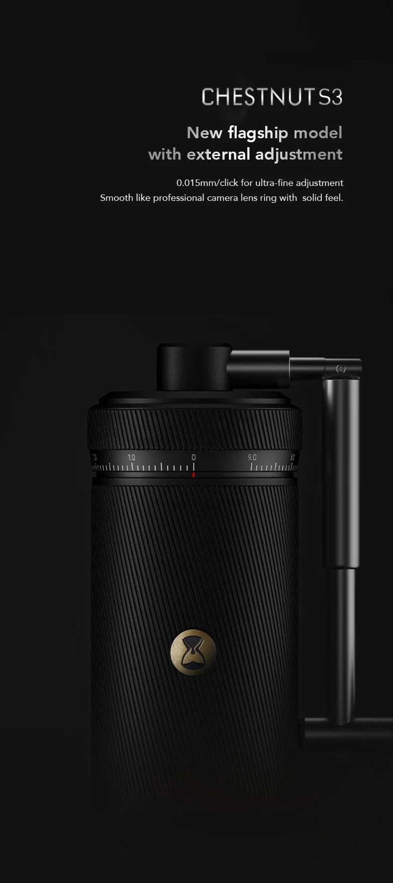 Manual Coffee Grinder Foldable Handle Black Aluminum Alloy  Espresso Grinder