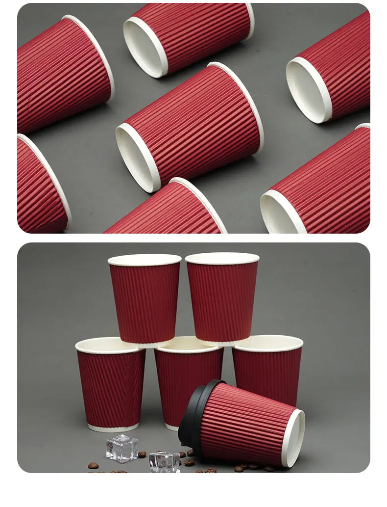 Double-Walled Insulated Corrugated Cardboard Coffee Cups Thickened Cups