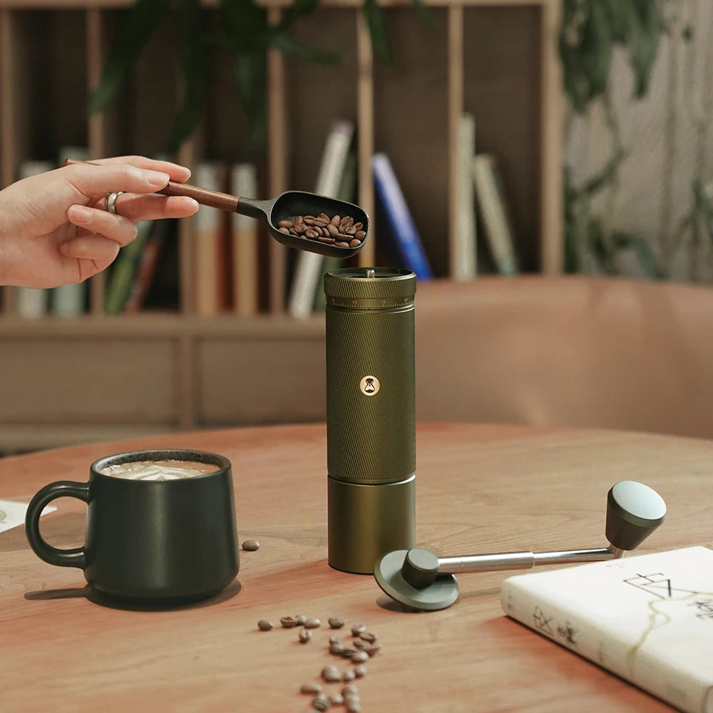 Manual Coffee Grinder Foldable Handle Black Aluminum Alloy  Espresso Grinder