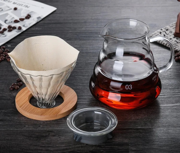 Clear Glass Coffee Carafe Clouds Shape Glass Kettle Sharing Pot with Lids Coffee
