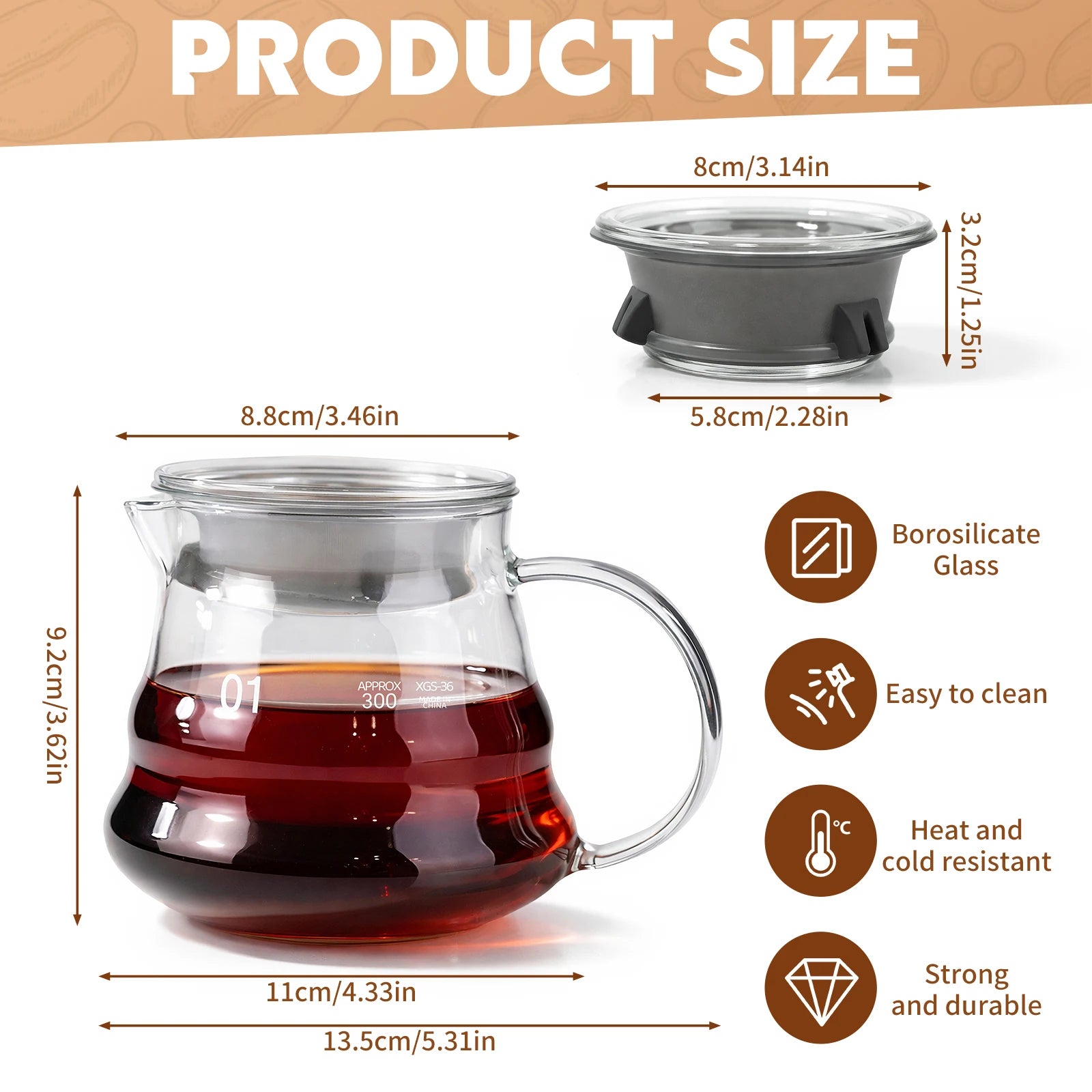 Hand-made Glass Coffee Pot Set with Lids Cloud Shaped Coffee Maker Filter Server