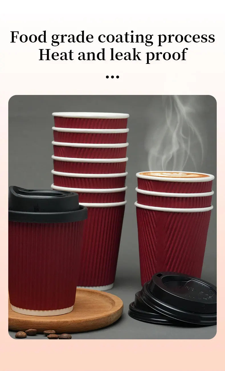 Double-Walled Insulated Corrugated Cardboard Coffee Cups Thickened Cups