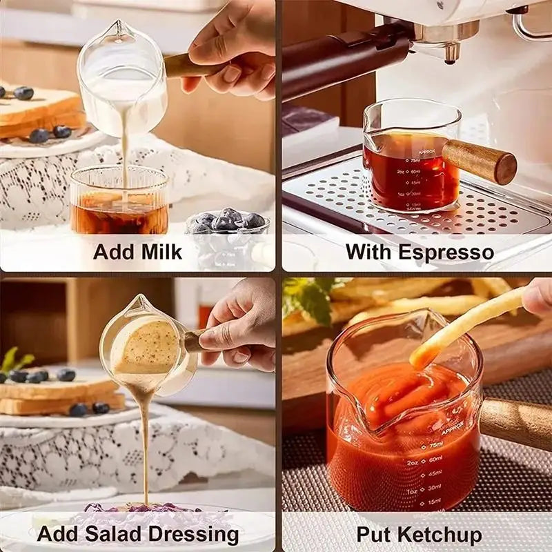 75ml Heat-resisting Glass Espresso Measuring Cup Double Mouth Glass Milk