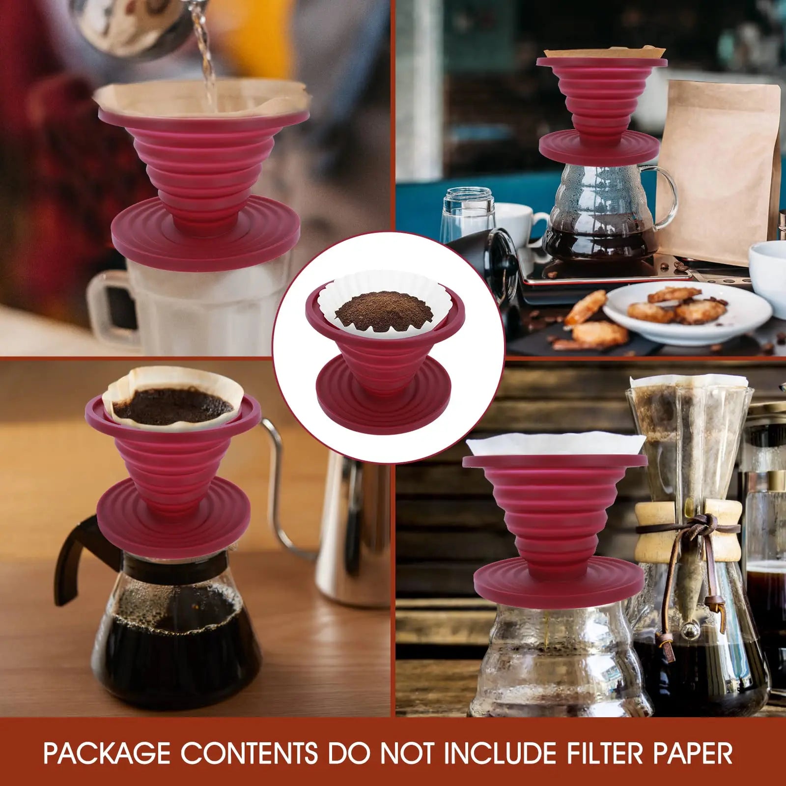 Collapsible Coffee Filter Silicone Coffee Maker Reusable Coffee Dripper Brewed