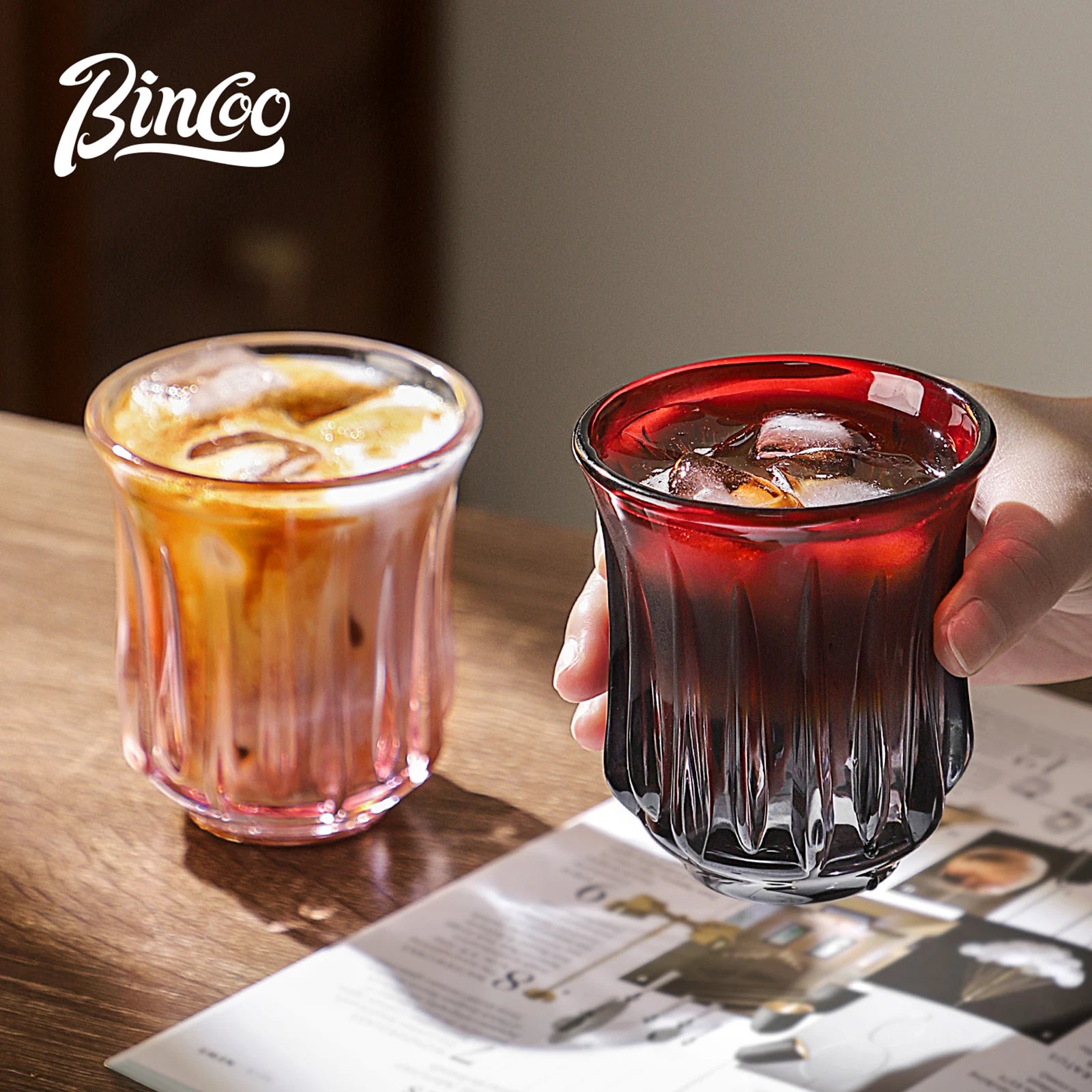 Bincoo High End Coffee Cup Elegant Retro Glass for Americano Dirty Flat White