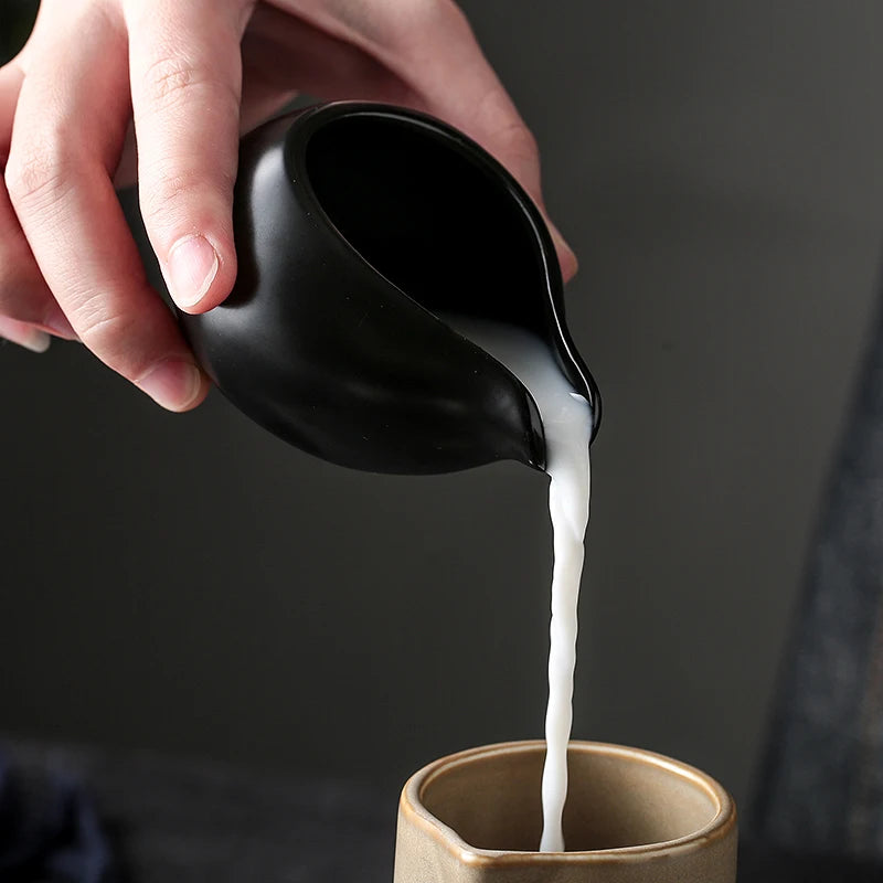 European-style coffee shop breakfast honey milk steak cup