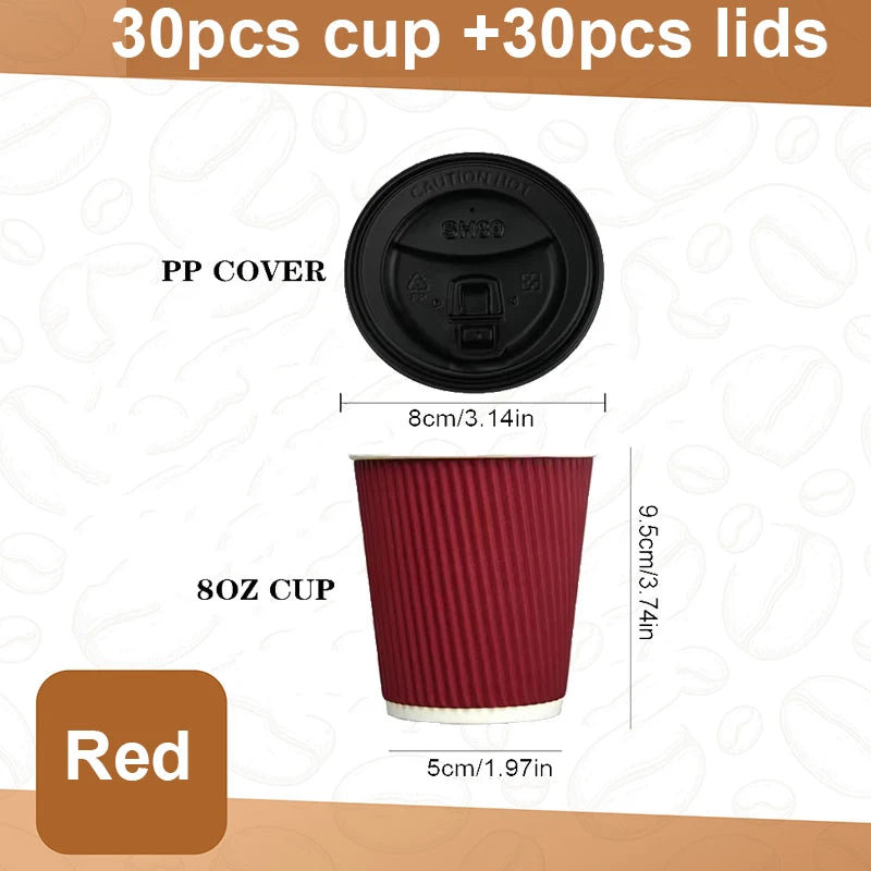 Double-Walled Insulated Corrugated Cardboard Coffee Cups Thickened Cups