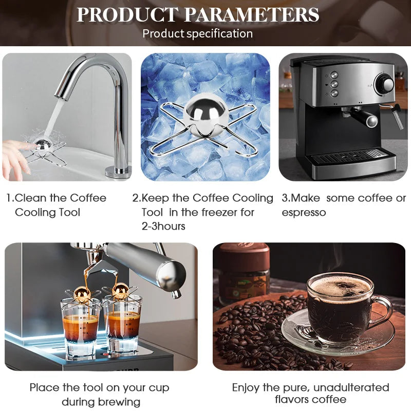 Frozen Ball for Espresso Coffee Reusable Cooling Coffee ToolGadgets