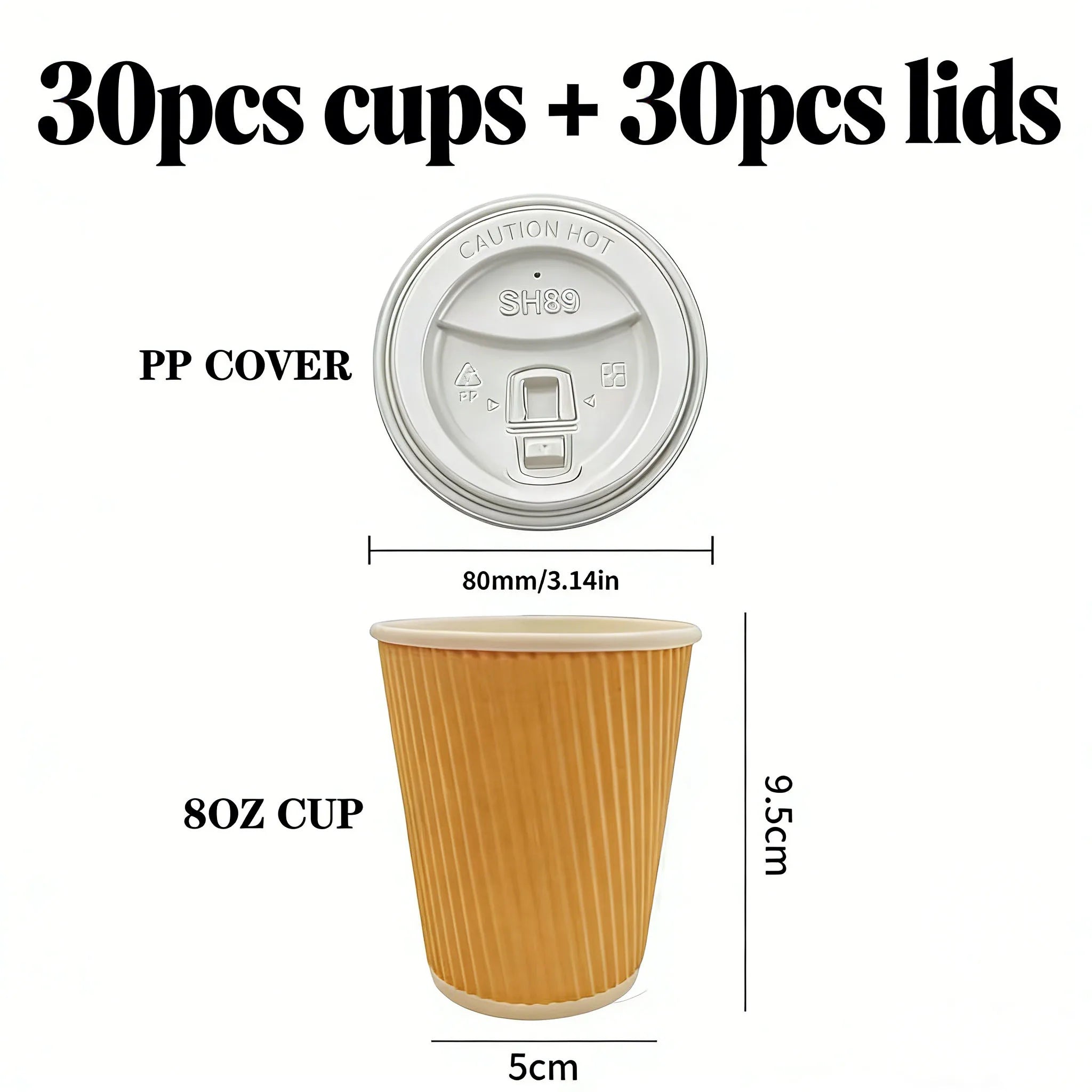 Double-Walled Insulated Corrugated Cardboard Coffee Cups Thickened Cups