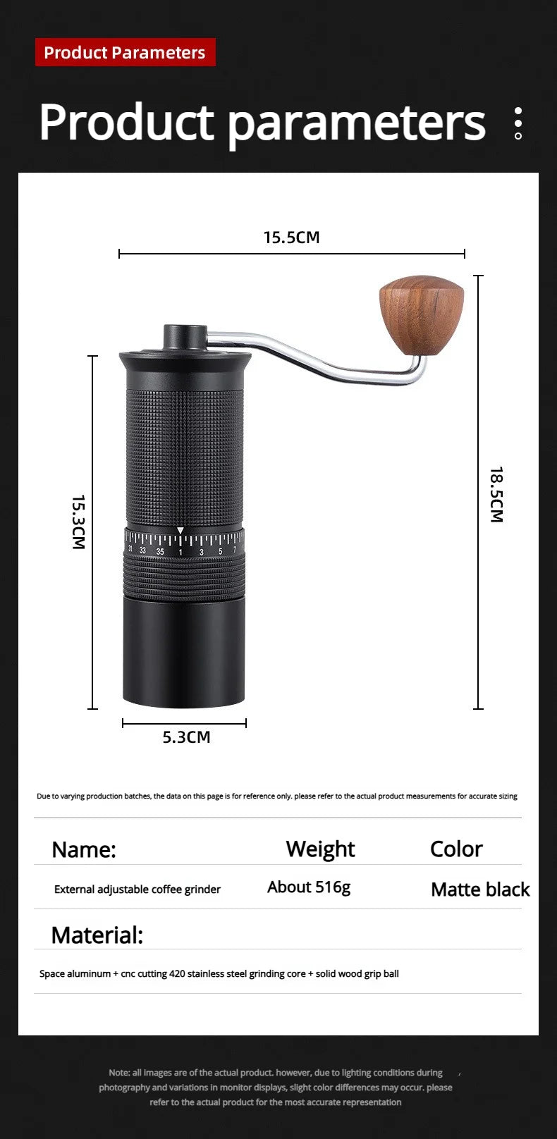 External Hand-Crank Coffee Bean Grinder Italian Hand Brew Home Grinder Manual