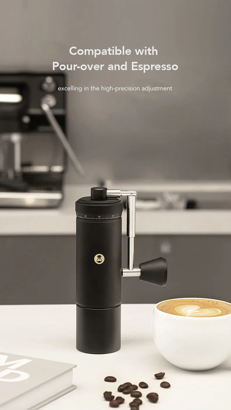 Manual Coffee Grinder Foldable Handle Black Aluminum Alloy  Espresso Grinder