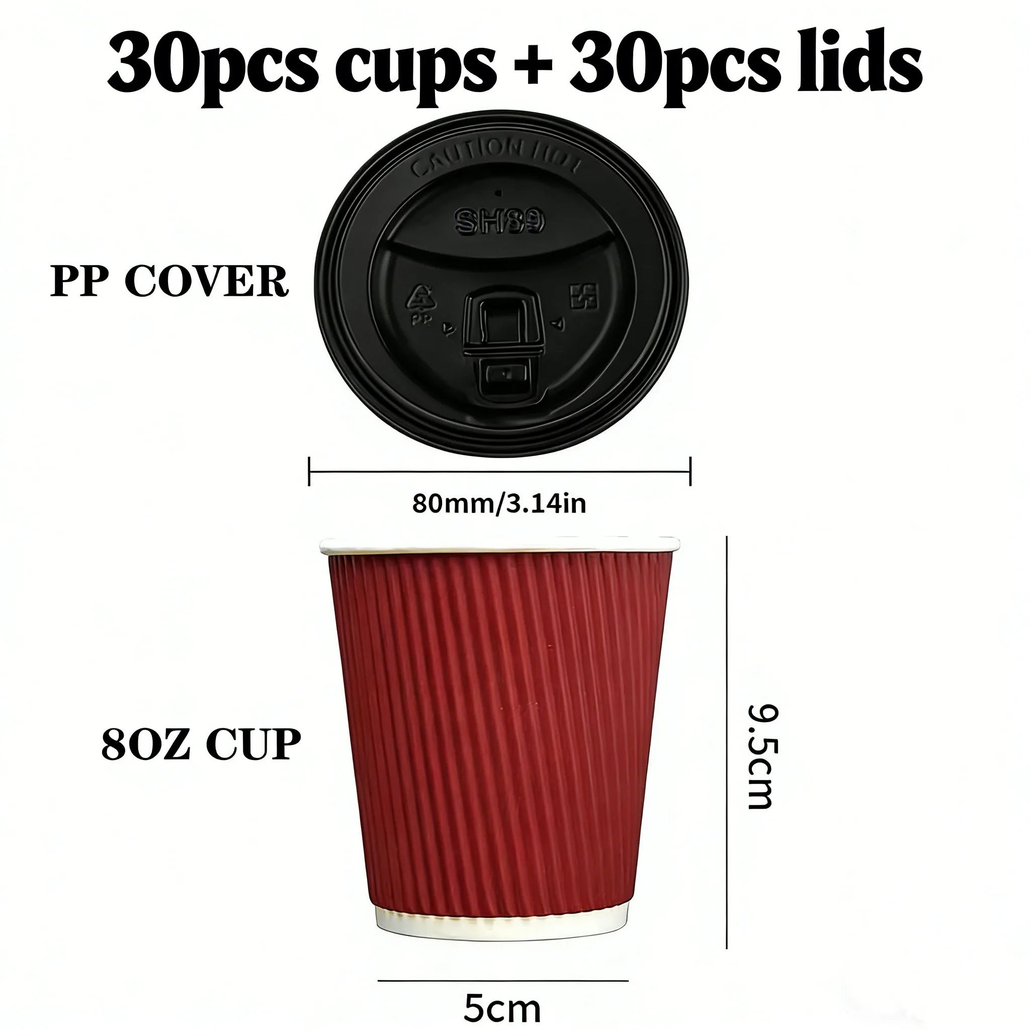 Double-Walled Insulated Corrugated Cardboard Coffee Cups Thickened Cups