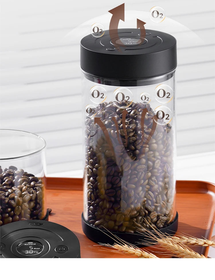 IKAPE Electric Vacuum Bean Canisters With Digital Display Coffee