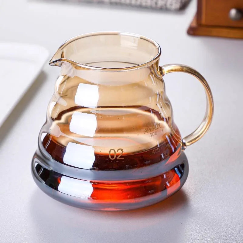 Durable Glass Brewed Coffee Pot Brown Filtering Cup Glass Percolator Funnel
