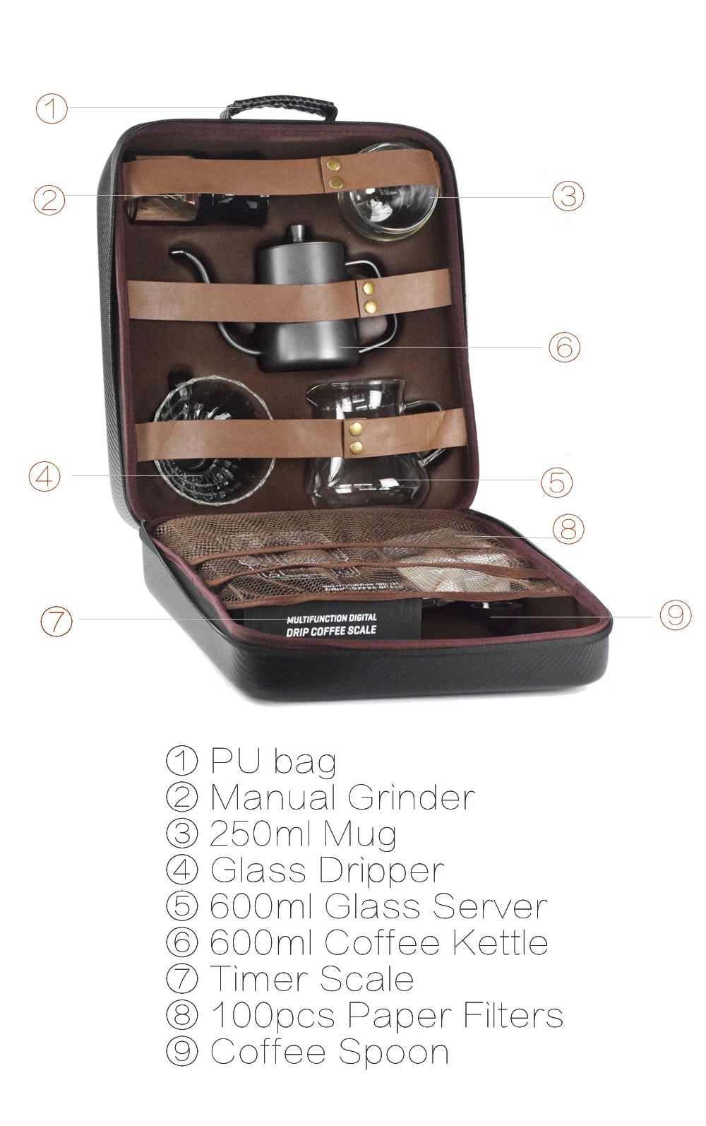 Luxury Coffee Gift Box Set Grinder Hand Pot Glass Drip Filter Household Coffee