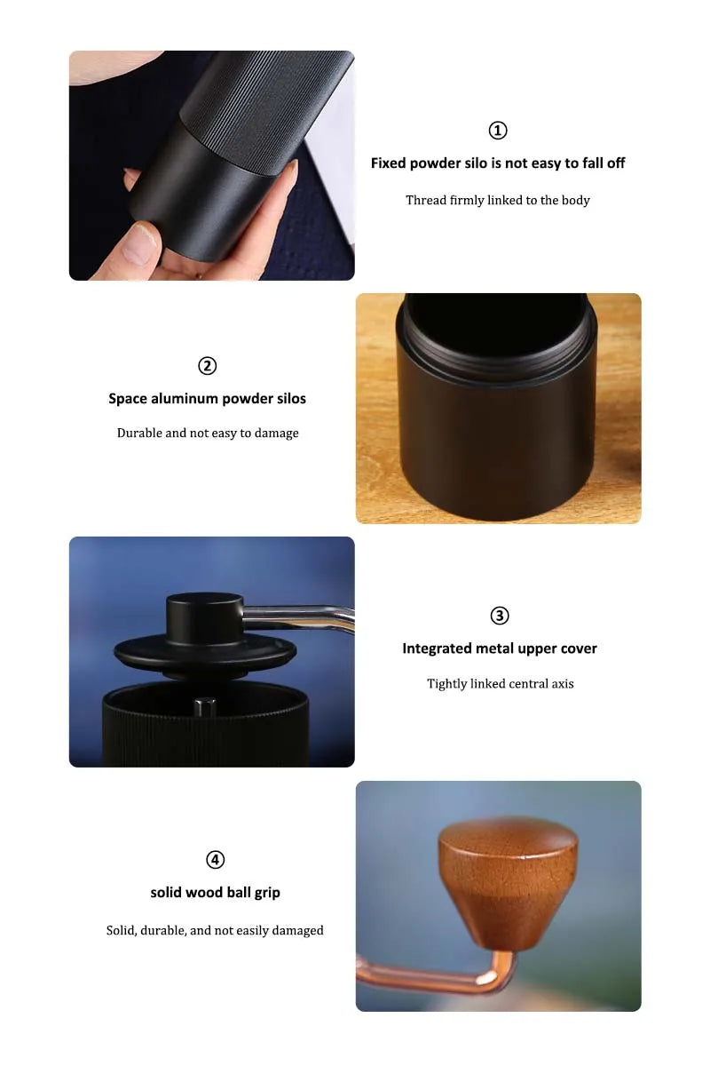 Household Portable Steel Burr Manual Coffee Bean Grinder Alloy Coffee Grinder