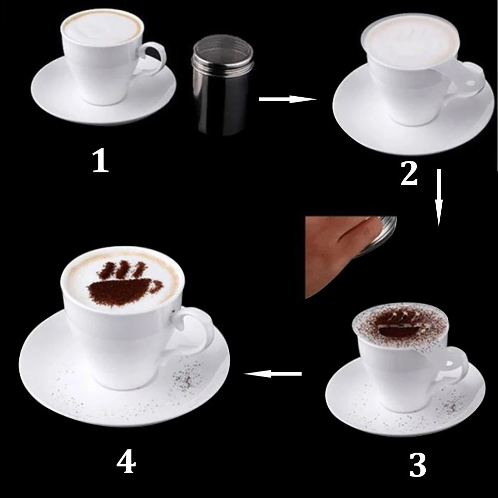 16PCS Coffee Stencils Fancy Coffee Printing Model Milk Cake Stencils
